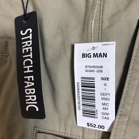 Casuals Roundtree Yorke Shorts Mens BIG 50 Khaki Classic Straight Flat Front $52 - Picture 4 of 5